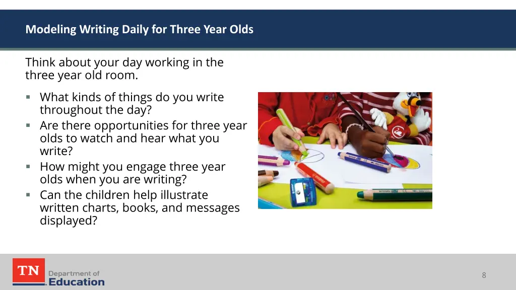 modeling writing daily for three year olds