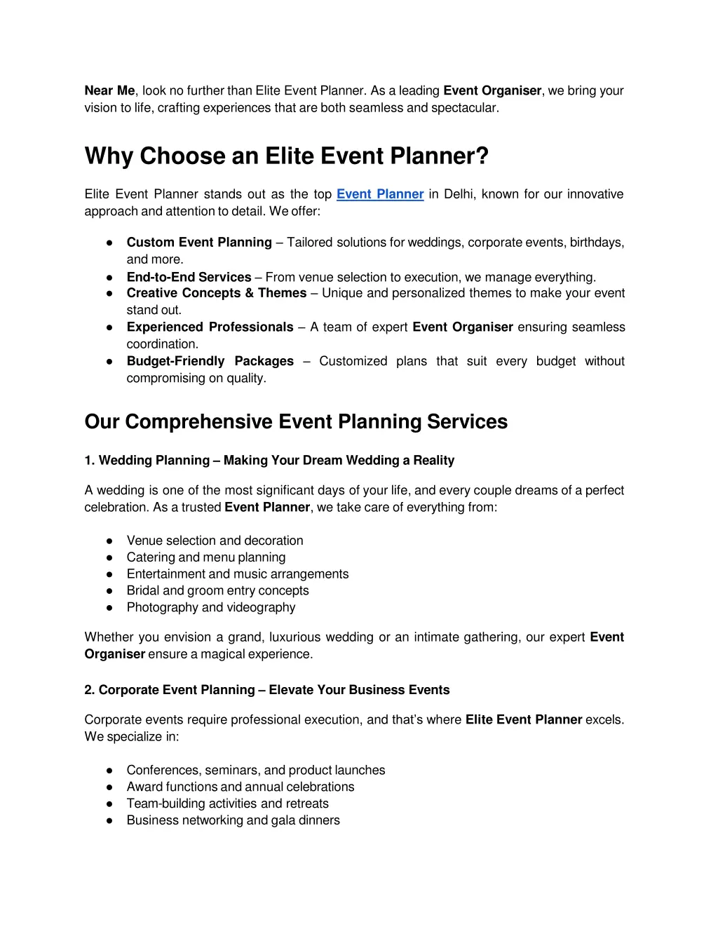 near me look no further than elite event planner