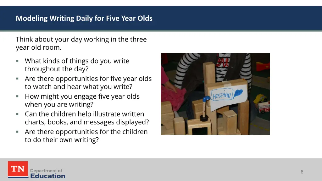 modeling writing daily for five year olds