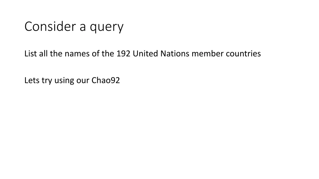 consider a query