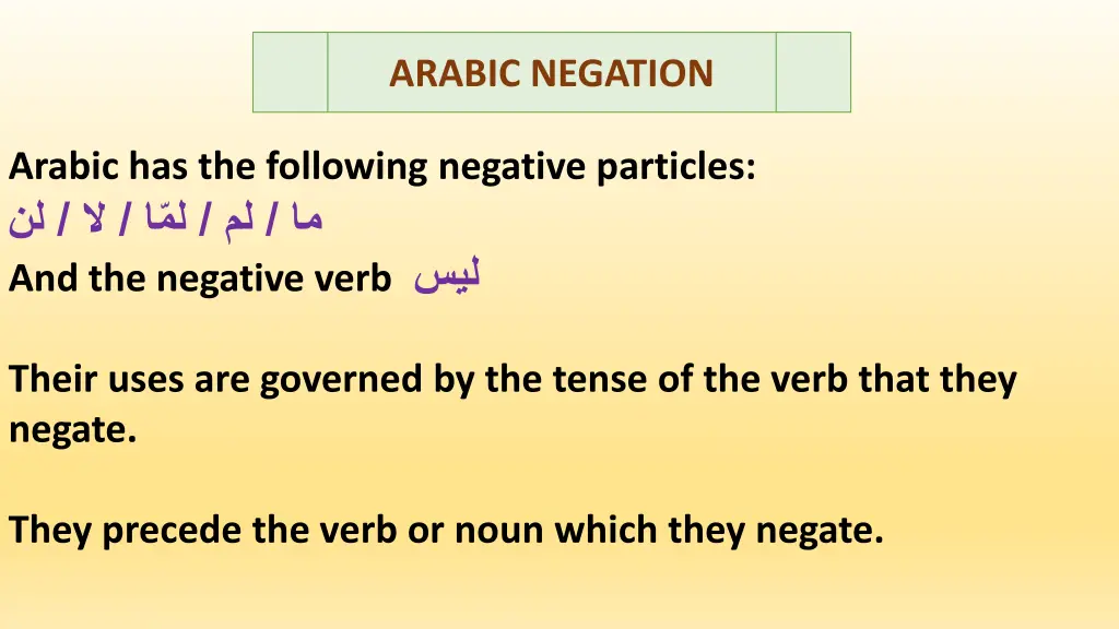 arabic negation