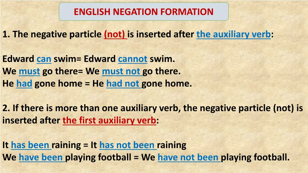 english negation formation