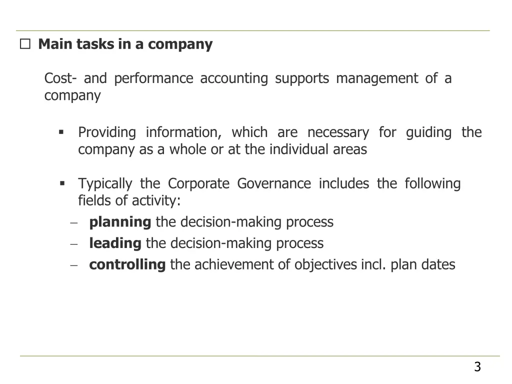 main tasks in a company