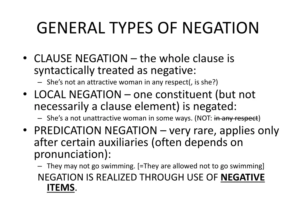 general types of negation