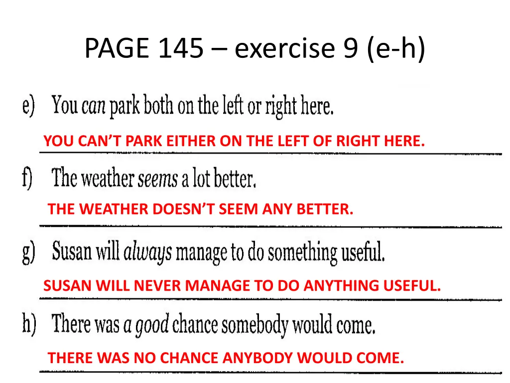 page 145 exercise 9 e h
