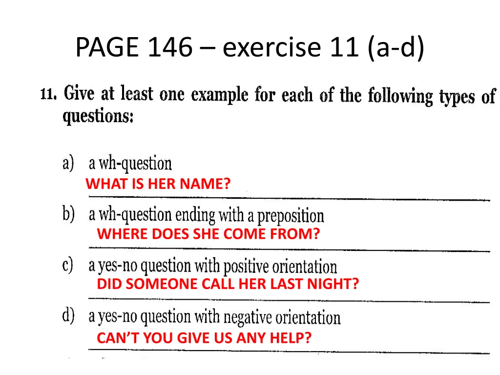 page 146 exercise 11 a d