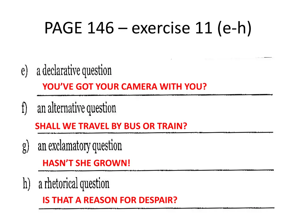 page 146 exercise 11 e h