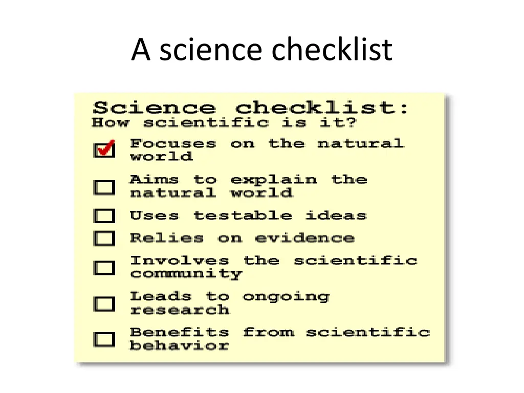a science checklist