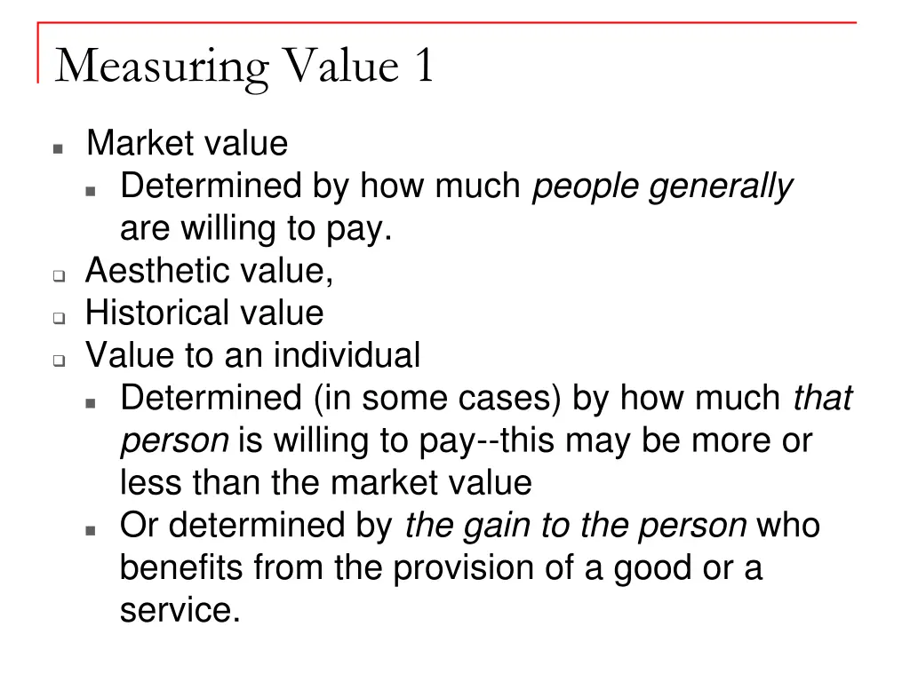 measuring value 1