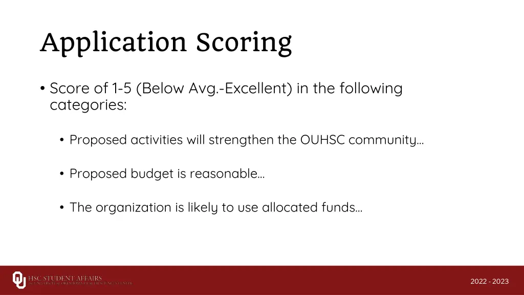 application scoring