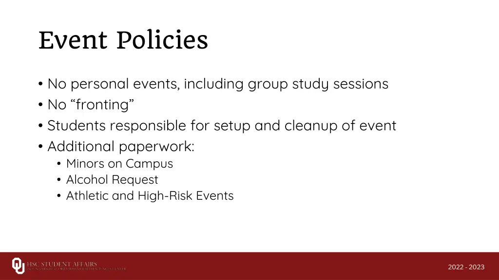 event policies