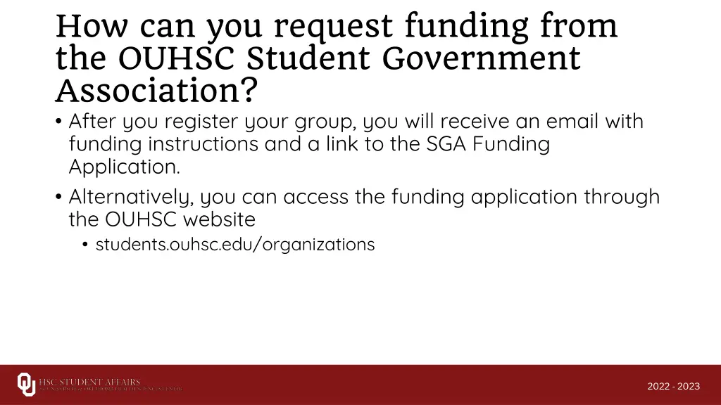 how can you request funding from the ouhsc