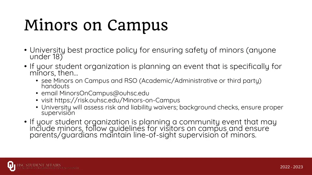 minors on campus