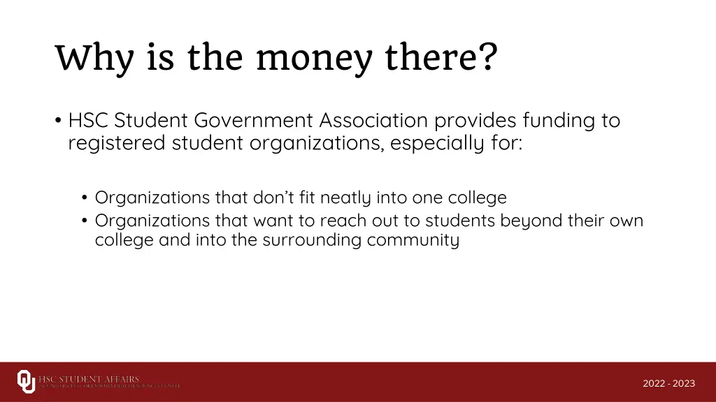 why is the money there