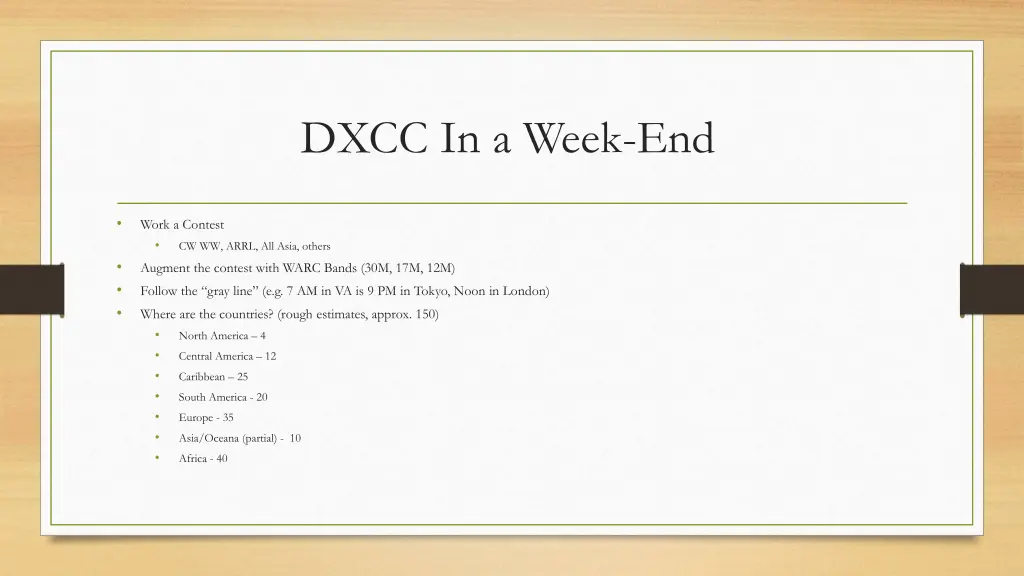 dxcc in a week end