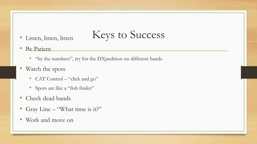 keys to success