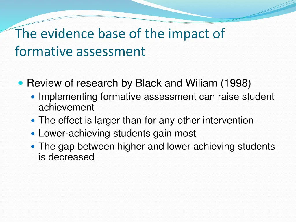the evidence base of the impact of formative