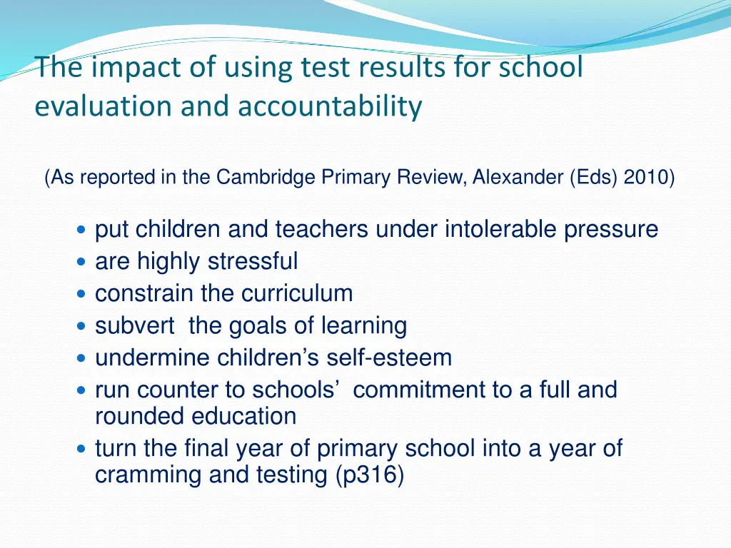 the impact of using test results for school