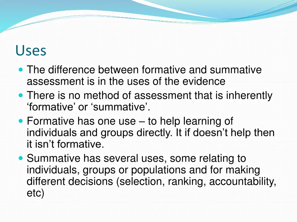 uses the difference between formative