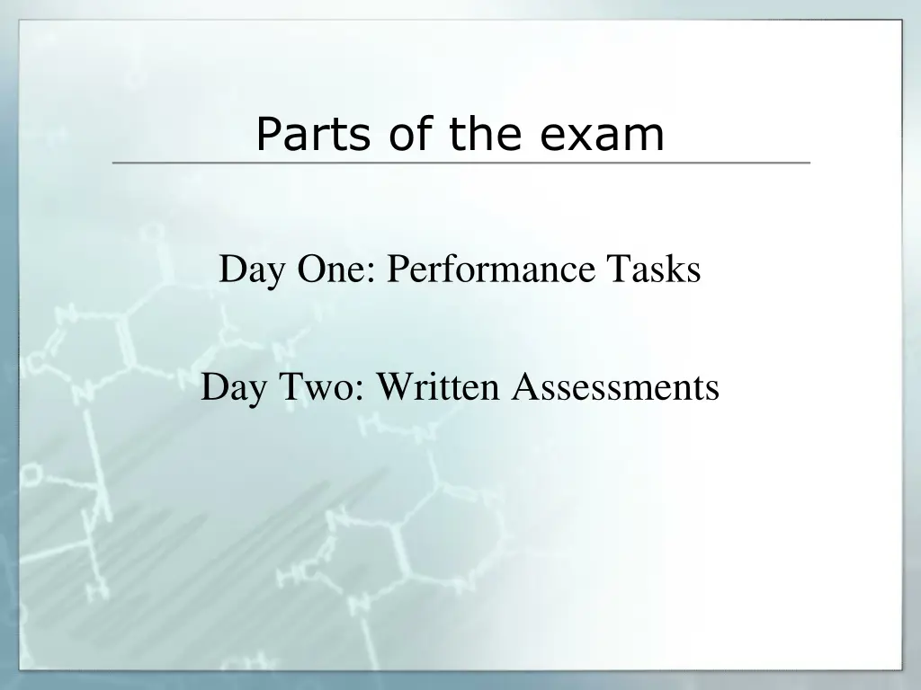parts of the exam