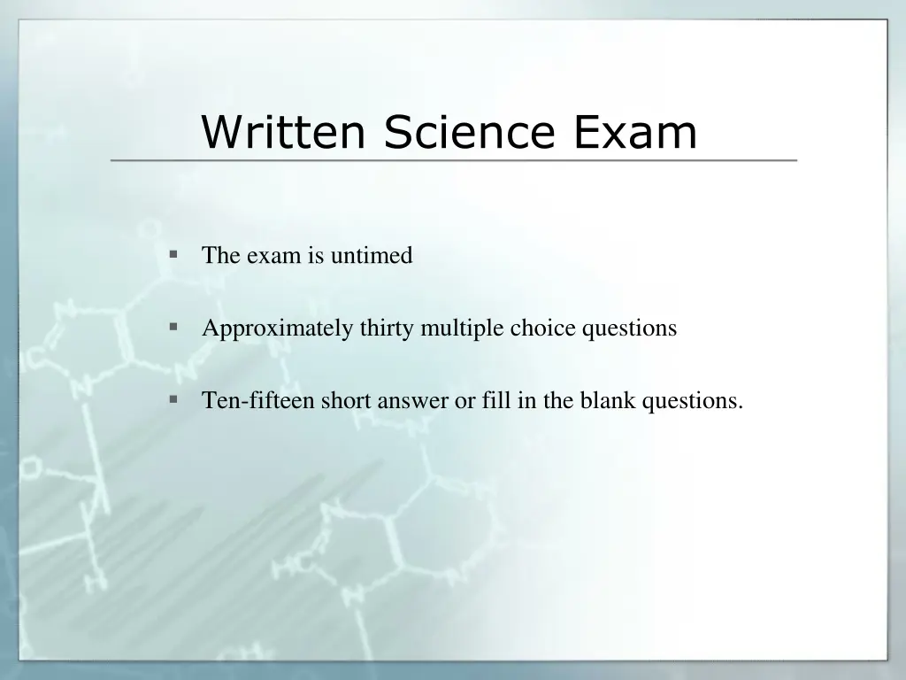 written science exam