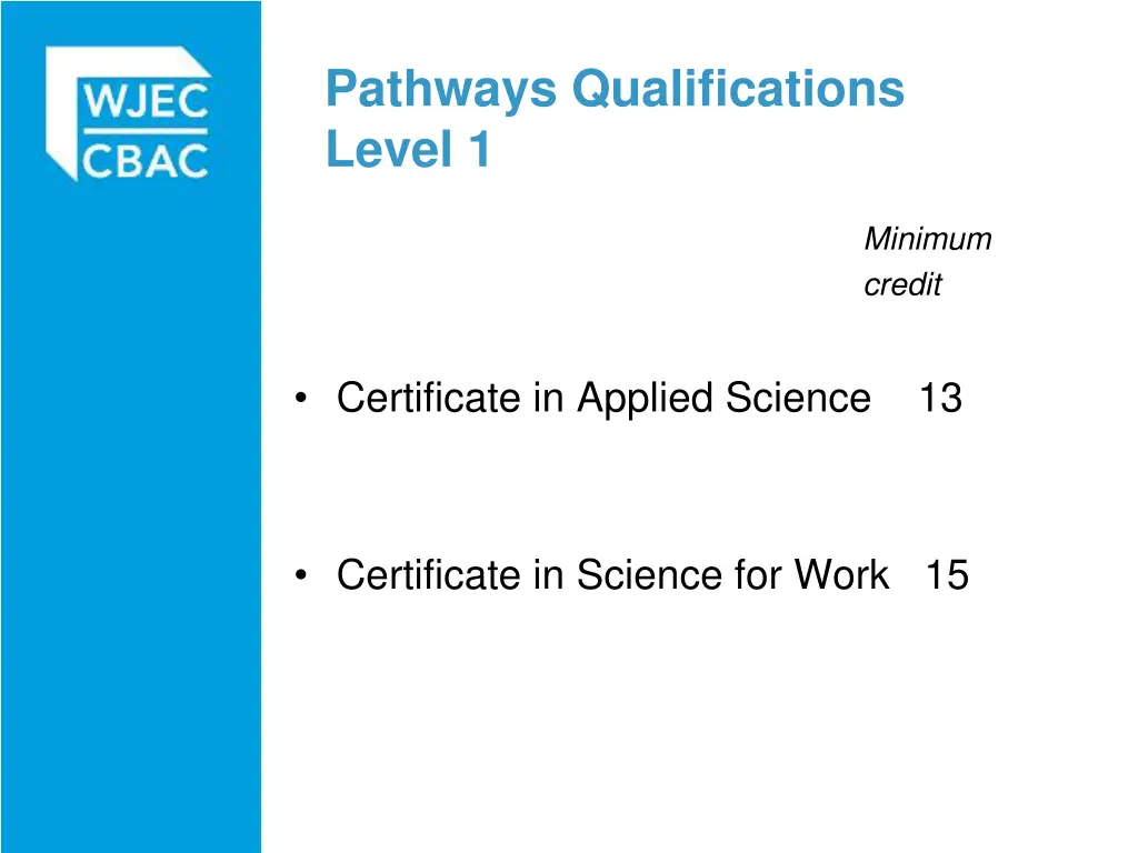 pathways qualifications level 1