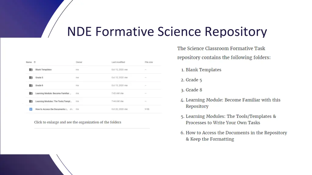 nde formative science repository