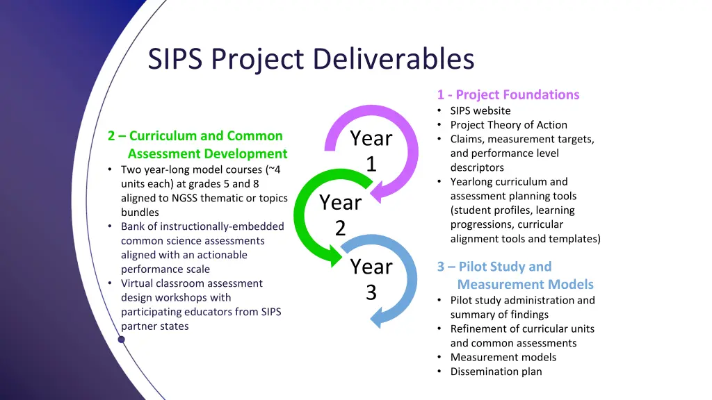 sips project deliverables
