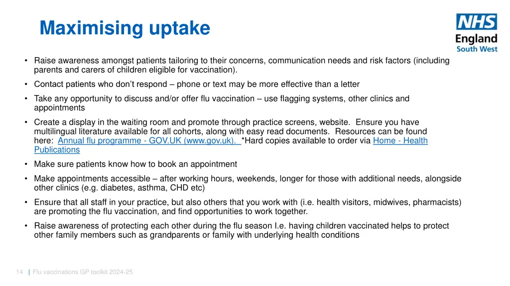 maximising uptake