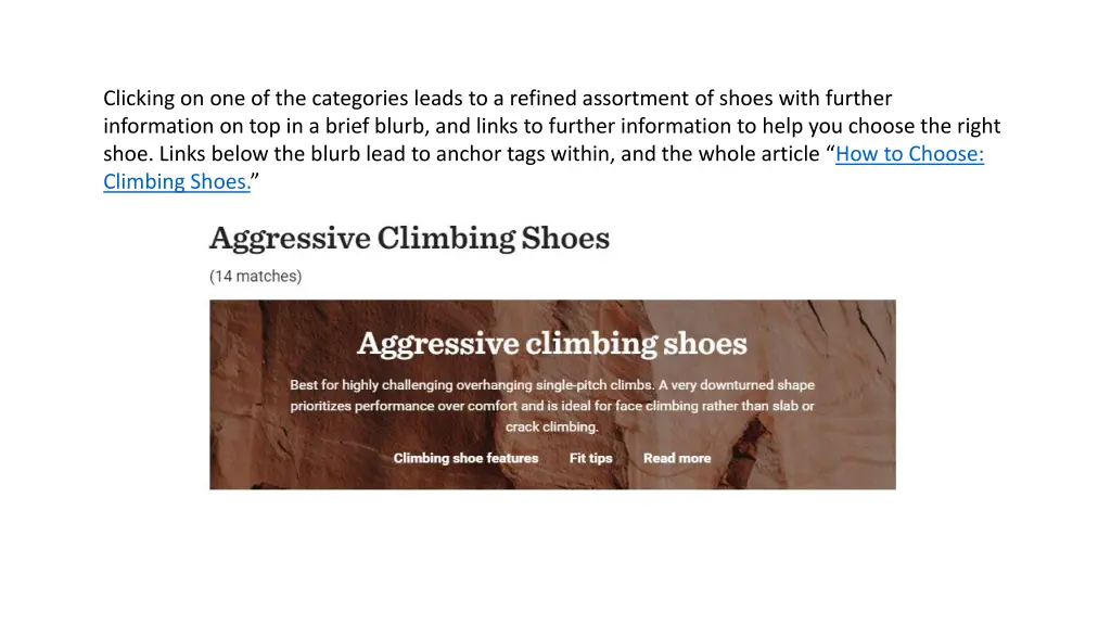 clicking on one of the categories leads