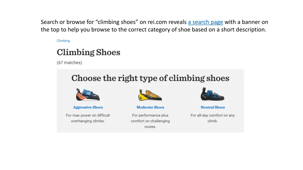 search or browse for climbing shoes