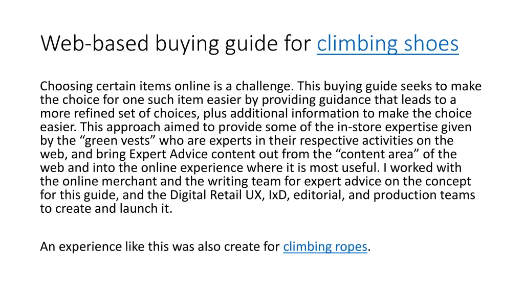 web based buying guide for climbing shoes