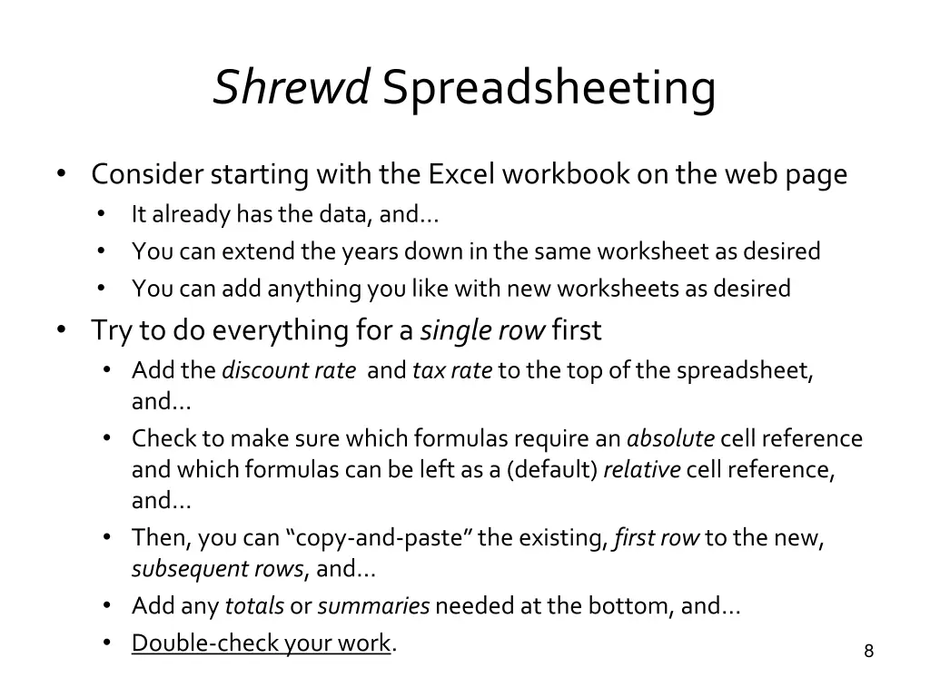 shrewd spreadsheeting