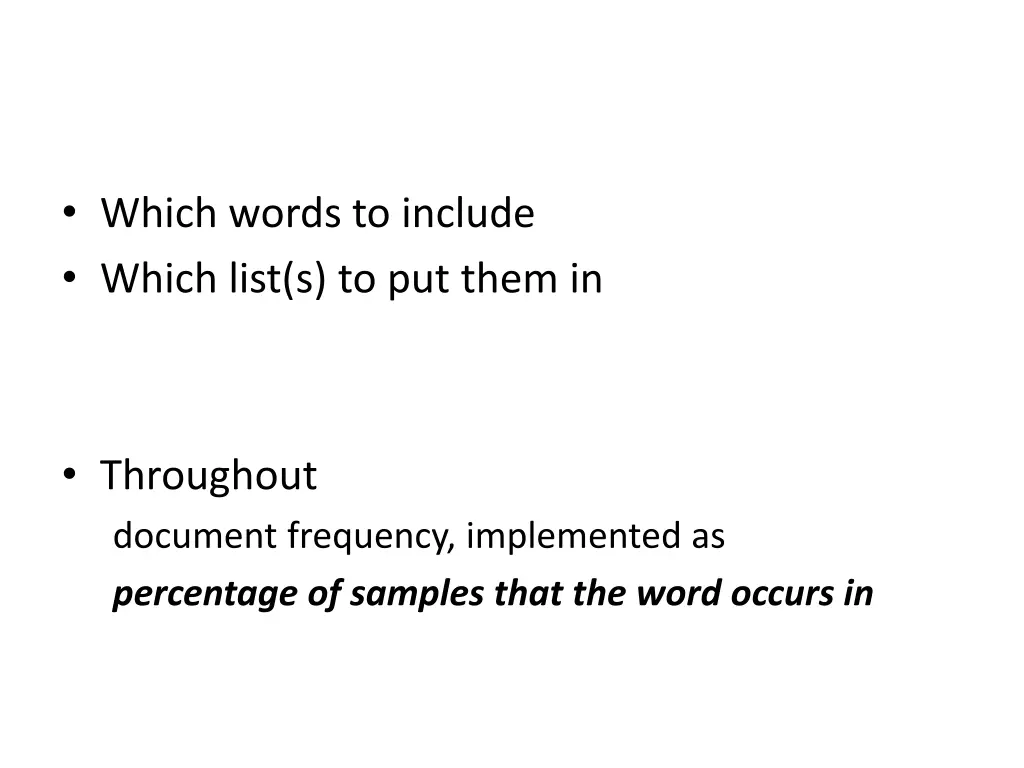 which words to include which list s to put them in