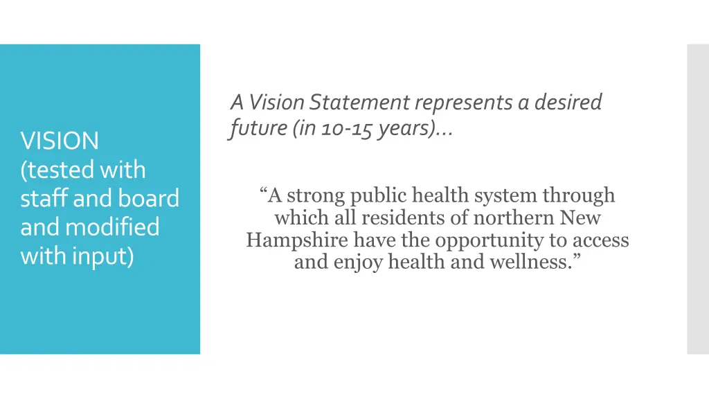 a vision statement represents a desired future