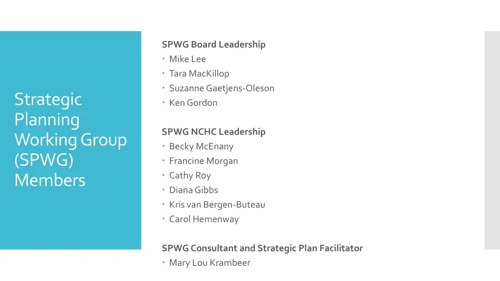 spwg board leadership mike lee tara mackillop