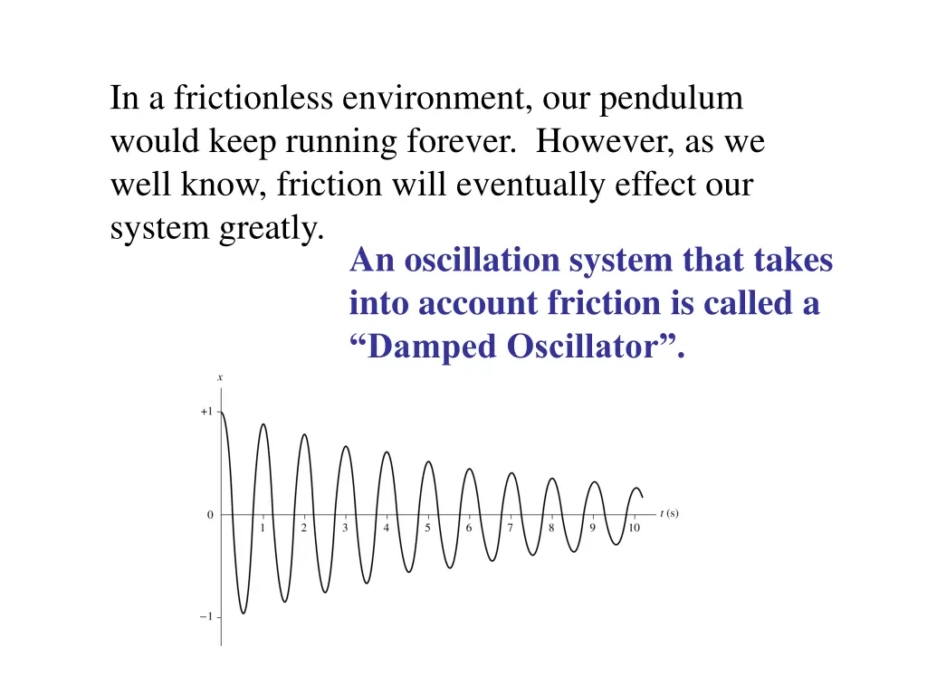 in a frictionless environment our pendulum would
