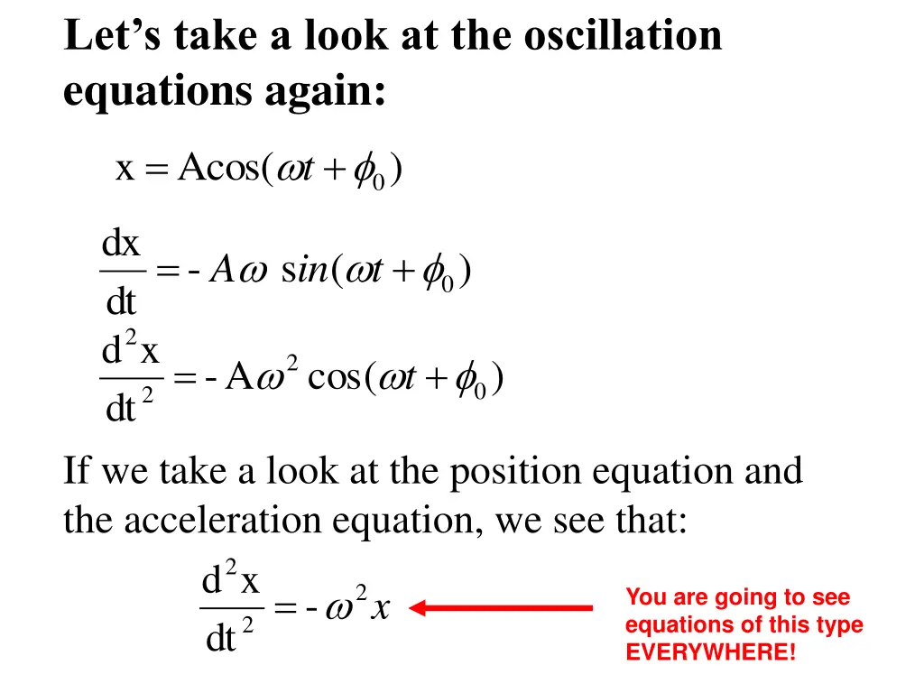 let s take a look at the oscillation equations