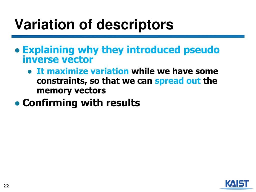 variation of descriptors 5