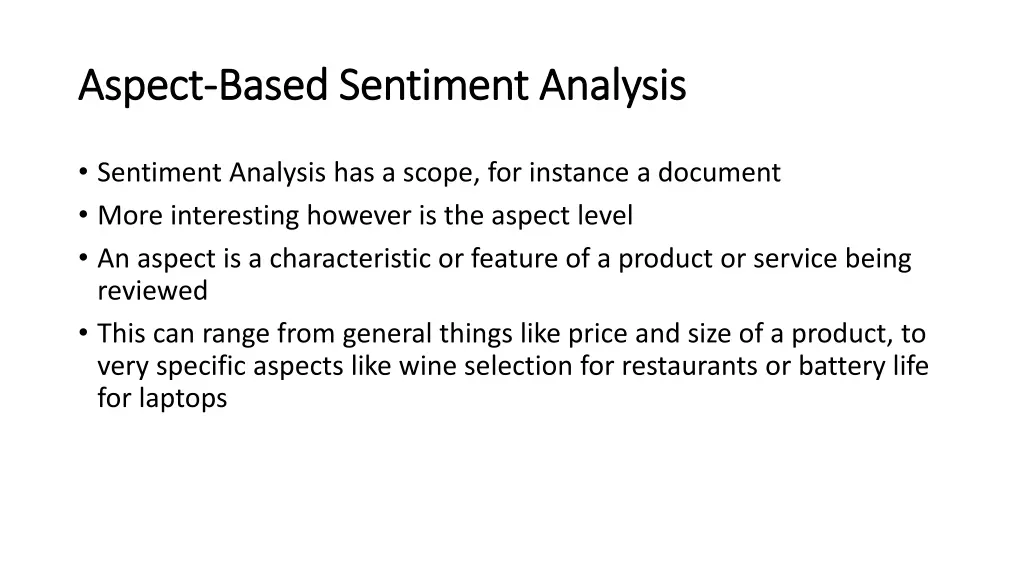 aspect aspect based sentiment analysis based