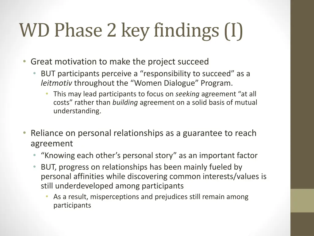 wd phase 2 key findings i
