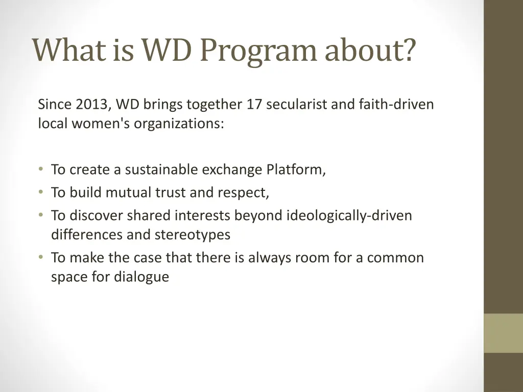 what is wd program about
