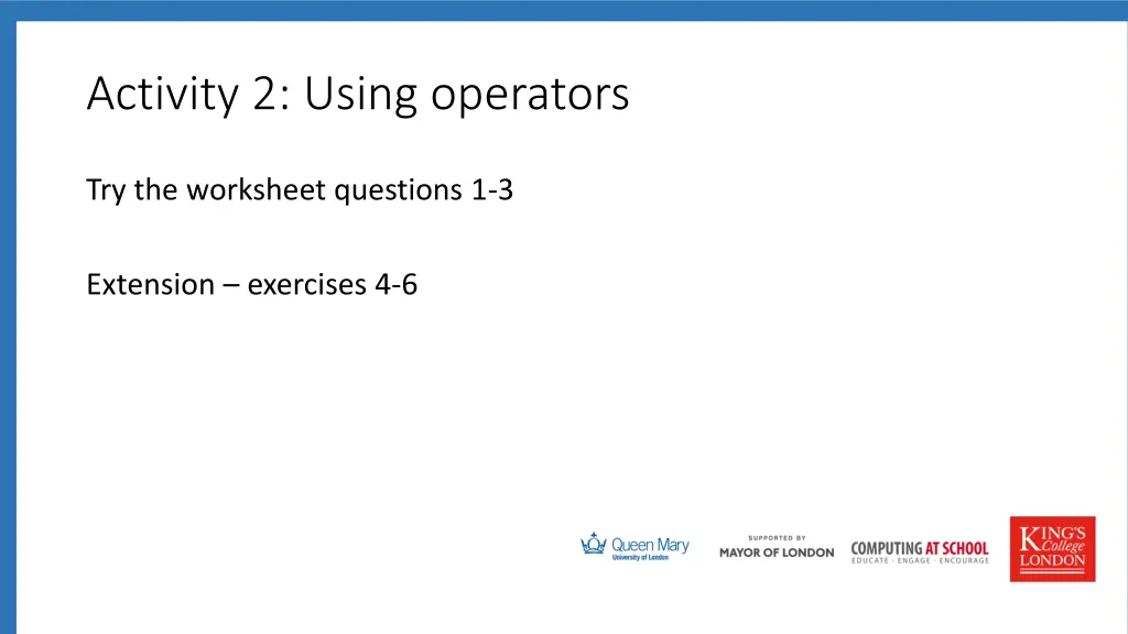 activity 2 using operators