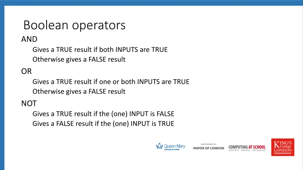boolean operators and gives a true result if both