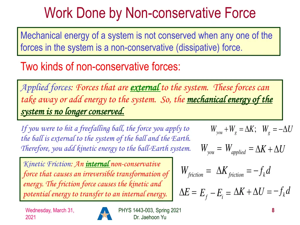 work done by non conservative force