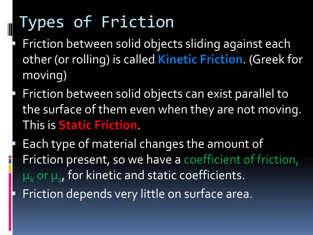 types of friction friction between solid objects