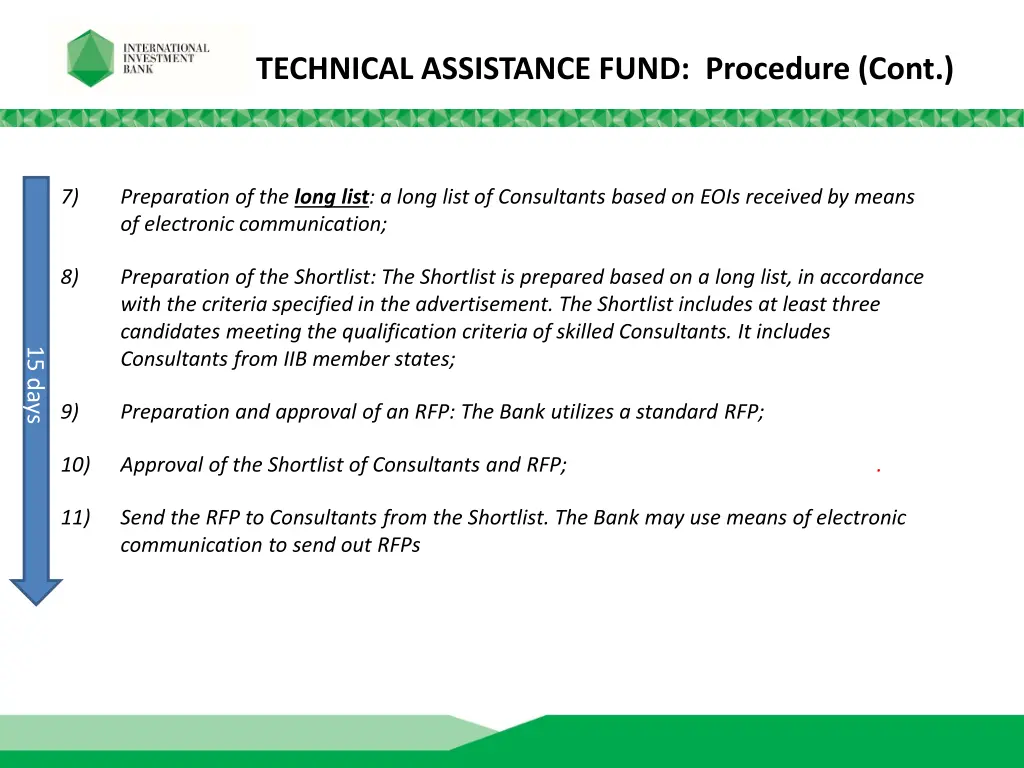 technical assistance fund procedure cont