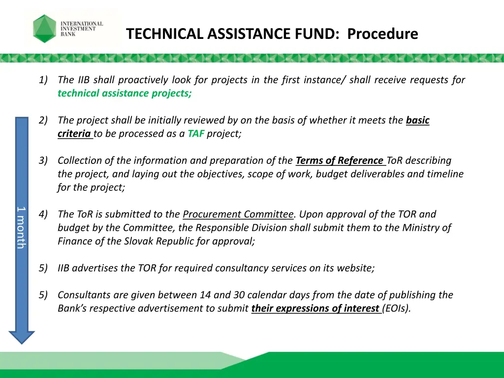 technical assistance fund procedure
