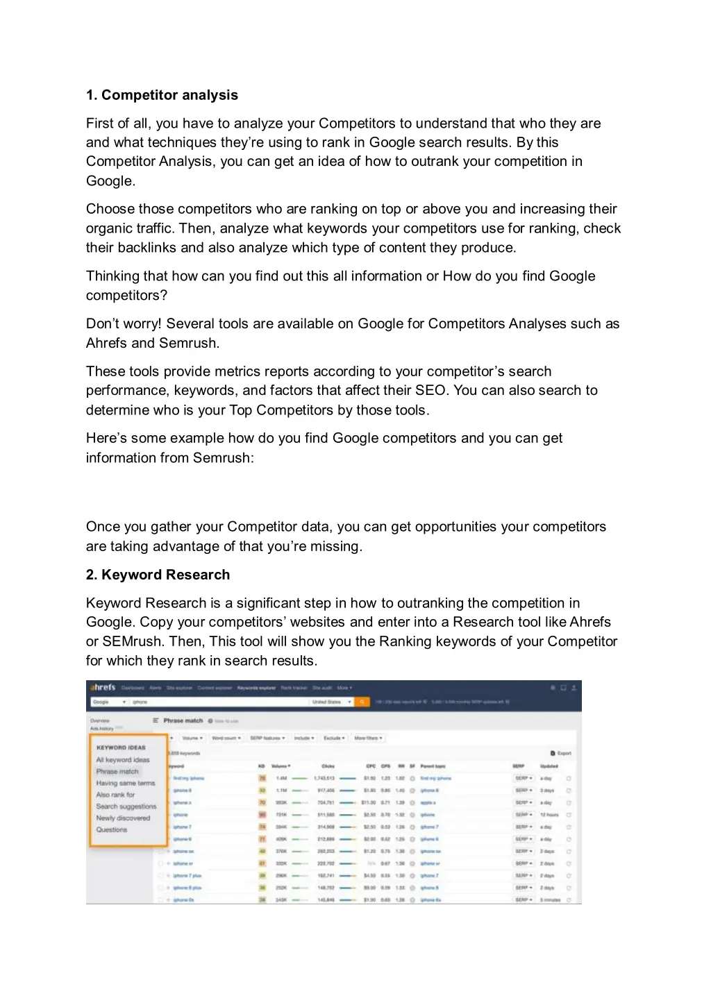 1 competitor analysis