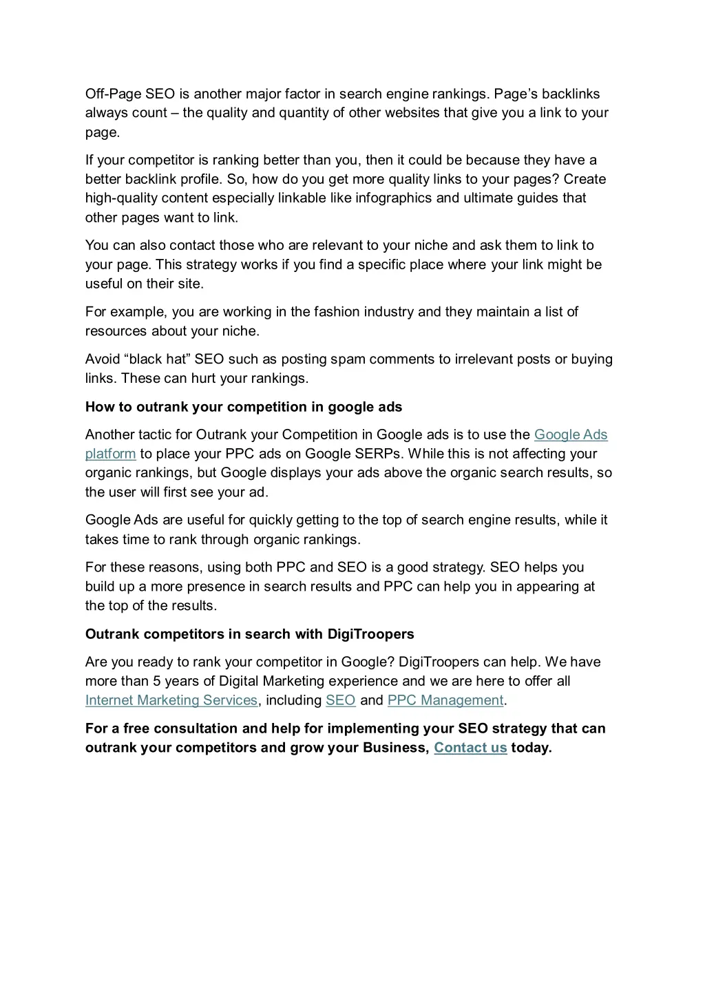 off page seo is another major factor in search